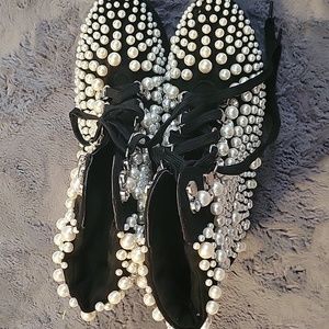 AZELEA WANG Pearl Boots Black Size 8